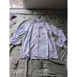 NWT Carole Hochman Sweet Blue Cotton Pointelle Long Pajama Set size L